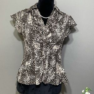 Worthington Brown Pleated Sheer Top